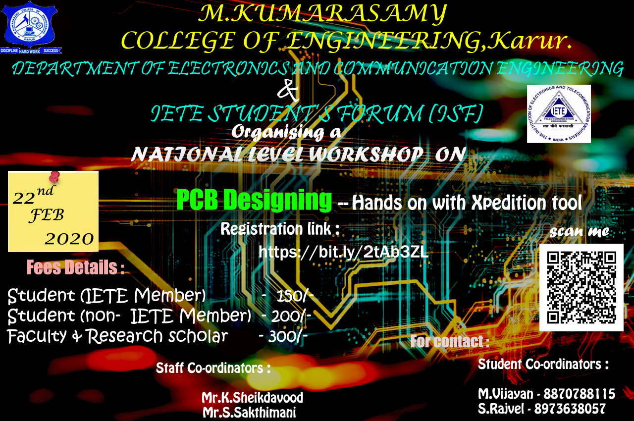 One Day National Workshop on PCB Designing - Hands on using Xpedition tool 2020